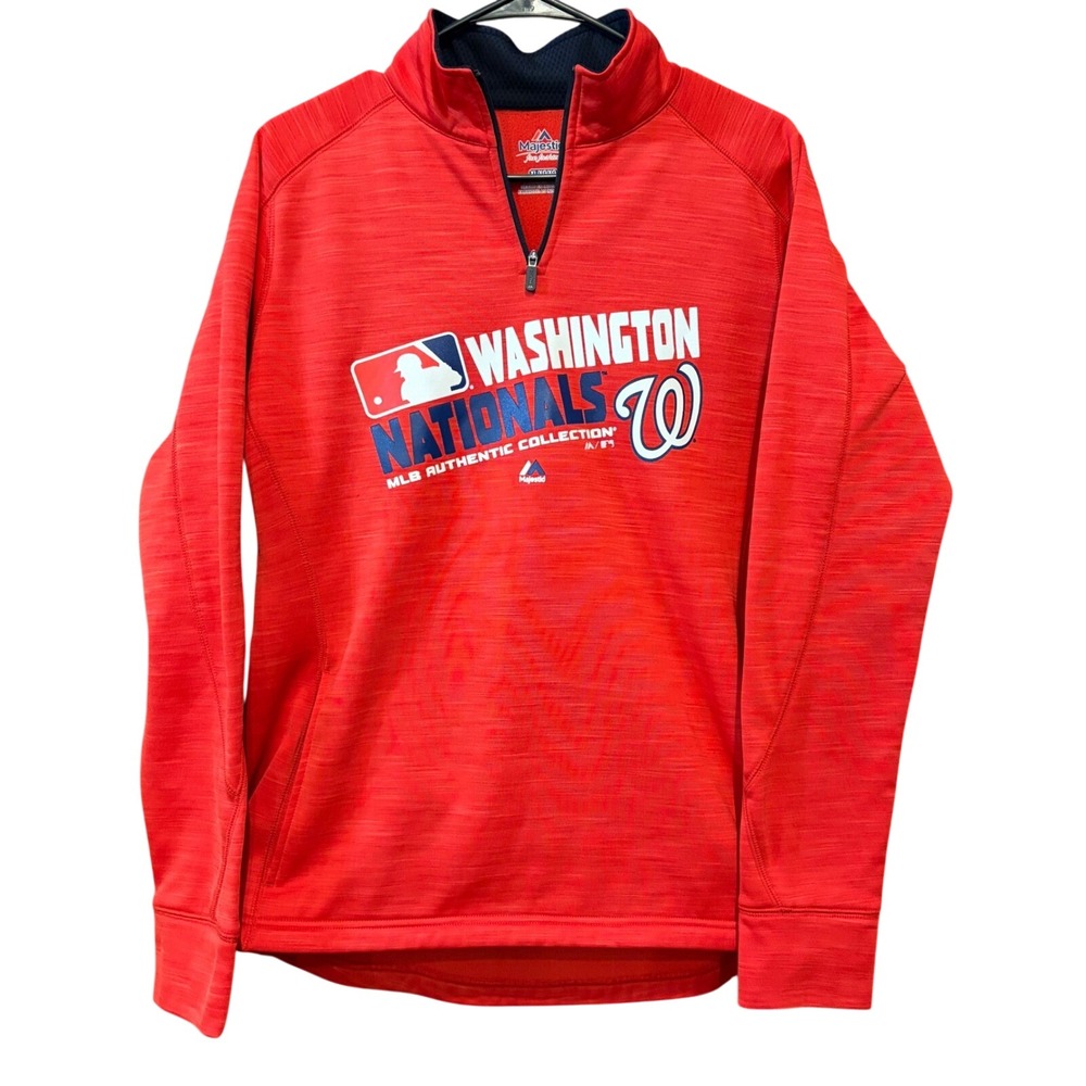 Majestic Washington Nationals MLB Authentic Women's Red 1/4 Zip Pullover XL‎ EUC
